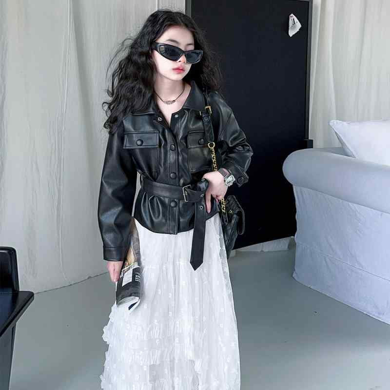 レザージャケット ガールズ 春秋 ライダースジャケット キッズ 女の子 ジュニア フェイクレザー アウタ..