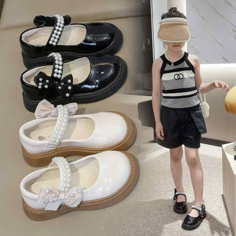 シューズ キッズ 女の子 ローファー 革靴 フォーマル 英国風 韓国風 ソフトソール クッション性 滑り止め マジックテープ リボン 発表会 入学式 卒園式 結婚式 セレモニー イベント ブラック PUレザー オールシーズン