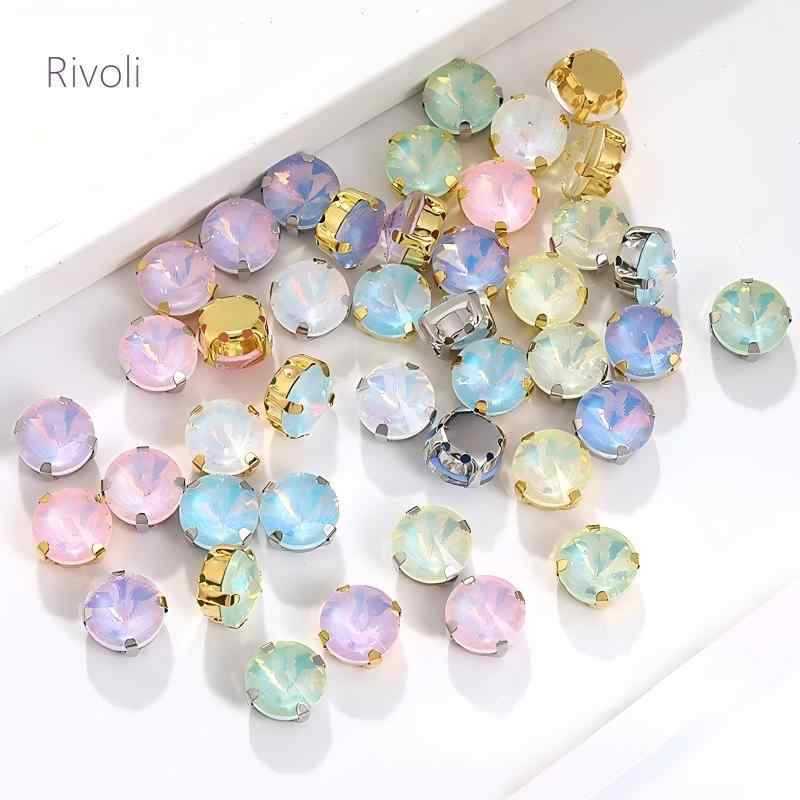 ラインストーン 爪付き 穴あき 手縫い用 ガラス製 電気メッキ加工 サテライト柄 鮮やか カラフル 10mm 服飾 帽子 バッグ DIY ハンドメイド 手芸 個性的
