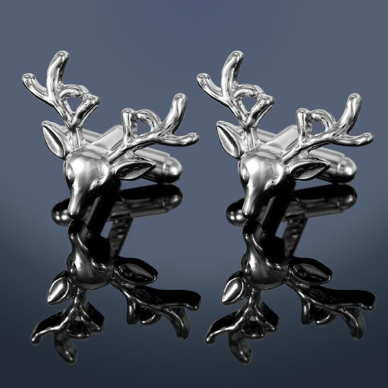 カフスボタン メンズ 男性用 銅製 電気メッキ加工 ヘラジカ トナカイ 動物モチーフ 欧米風 レトロ クラ..