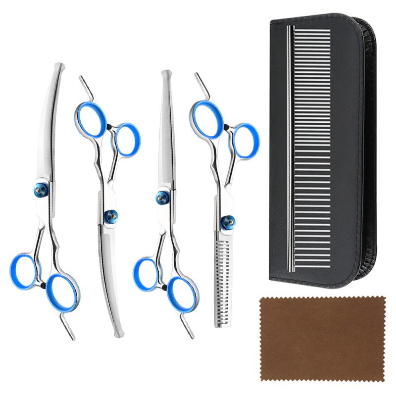 ペット用品 犬 猫用 トリミング シザー ハサミ 切れ味抜群 自宅 グルーミング お手入れ スキバサミ セ..