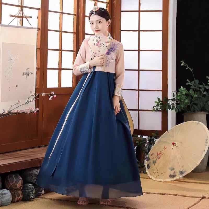 韓服 男女兼用 伝統 宮廷風 箔押し チマチョゴリ 衣装セット 改良型 民族舞踊 舞台 ダンス 演出服 コス..