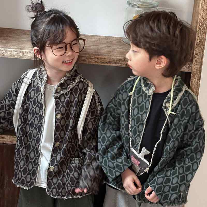 ジャケット キッズ 男の子 女の子 春秋 柔らかい肌触り スタンドカラー フリンジ 韓国風 レトロ 森ガール風 花柄 コットン 綿 通園 通学 お出かけ カジュ...