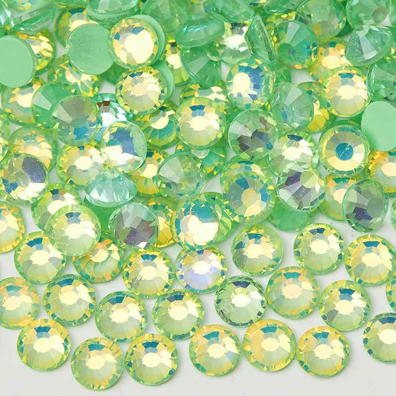 ラインストーン デコパーツ 蓄光 発光 電気メッキ加工 オパール加工 ガラス製 フラットバック ラウンド..