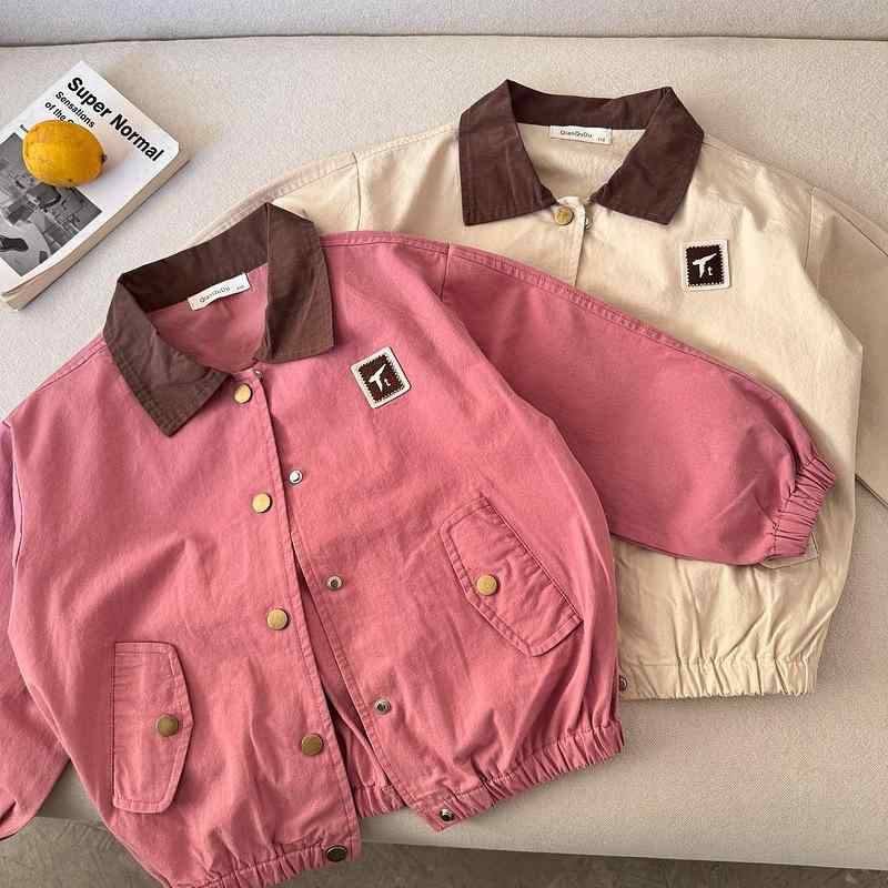 ジャケット キッズ 男の子 女の子 韓国風 切り替え カジュアル ゆったり おしゃれ レトロ 春夏 無地 長..