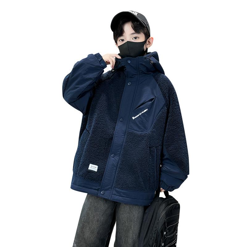 ジャケット 男の子 キッズ ジュニア 中綿入り 厚手 防寒 フード付き ボアジャケット ジップアップ 切り..