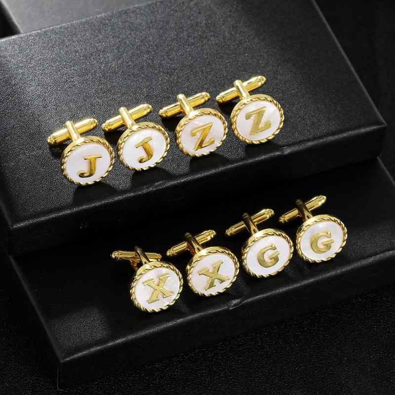 カフス メンズ レディース おしゃれ ラウンド 銅製 アルファベット 26種類 スーツ ビジネス フォーマル..