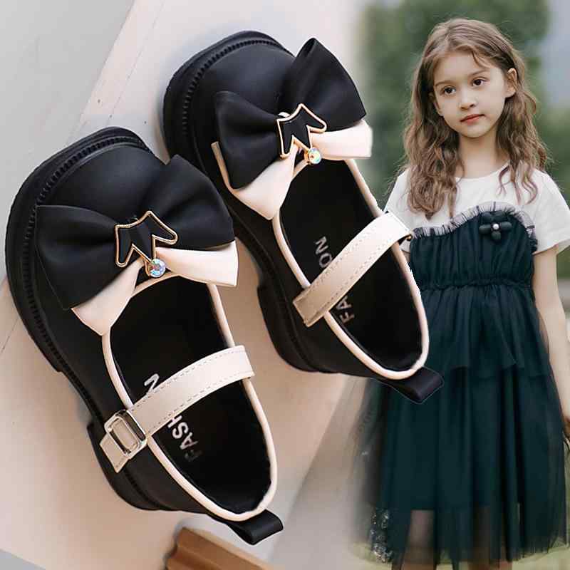 シューズ 女の子 キッズ ベビー マジックテープ 滑り止め フォーマル 発表会 プリンセス イギリス風 英倫風 リボン 蝶結び 黒 ブラック 春夏