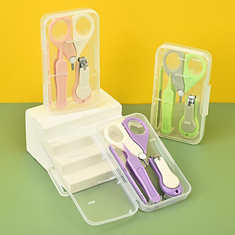 爪切り 新生児 ベビー 子供用 肉挟み防止 安心安全 ネイルケアセット 爪切りハサミ 爪やすり ピンセット 4点セット 炭素鋼製 出産祝い 出産準備 お手入れ用...