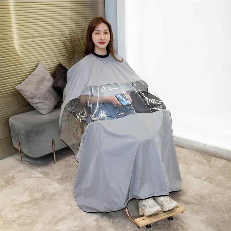 散髪ケープ シースルー 透け感 大判 180×140cm 白 黒 灰 髪が絡まない 静電気防止 撥水加工 速乾 軽量 手元が見やすい ポリエステル製 ヘアカットクロス 美容院 理容院