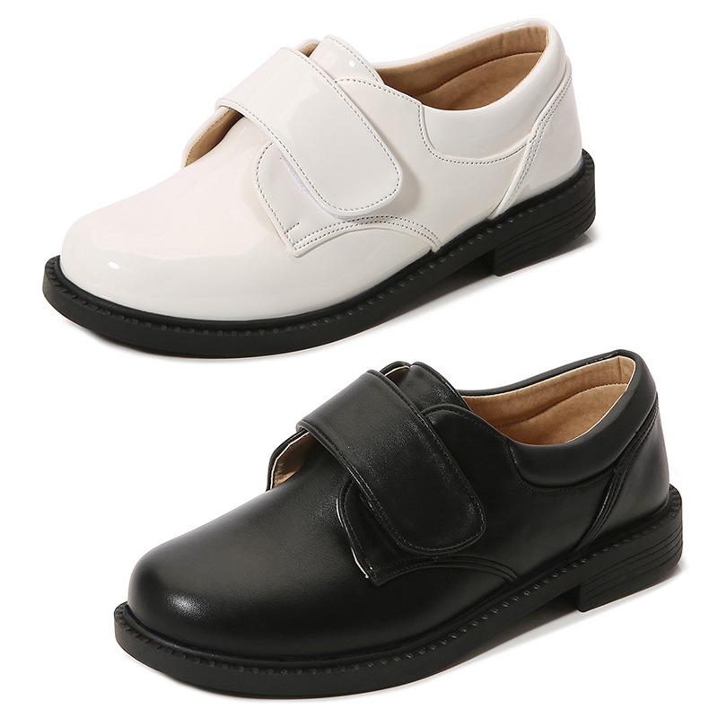 革靴 男の子 子供 マジックテープ ソフトレザー エナメル 軽量ソール 通学靴 スクールシューズ 発表会 ..