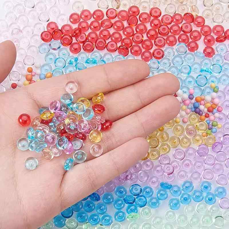 DIYパーツ キッズ おもちゃ スライム用 アクリルビーズ 平丸 7mm スクイーズ ハンドメイド デコパーツ カラフル 透明 アソート 手作り デコレーション 大容量 まとめ買い mzymzy-11074778 モズラボ パッケージ画像