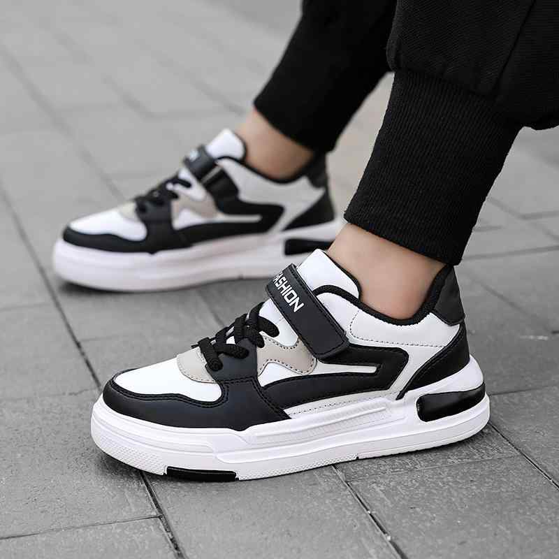 スニーカー キッズ ジュニア 男の子 女の子 厚底 防水 耐摩耗 マジックテープ フェイクレザー レザー切り替え おしゃれ カジュアルシューズ 春夏