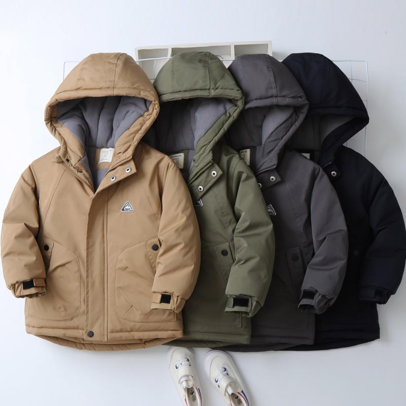 中綿ジャケット キッズ 男の子 ボーイズ 裏起毛 厚手 暖かい 防寒 フード付き 綿混素材 欧米風 カジュ..