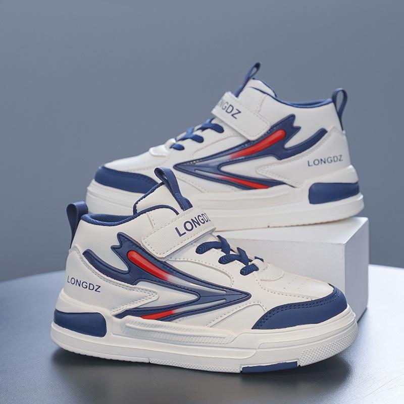 スニーカー キッズ ジュニア 男の子 女の子 男女兼用 通気性 ミドルカット マジックテープ 合成皮革 カジュアル スポーツ 通学 普段使い 秋冬 春 軽量EVAソール