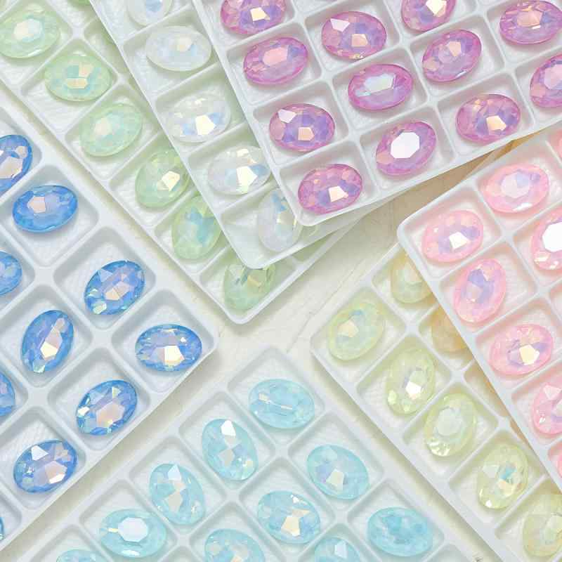 ネイルパーツ オーバル 尖底 クリスタルガラス製ラインストーン 変形デザイン 大粒 高級感あふれる輝き DIY ハンドメイド デコ素材 デコレーションパーツ