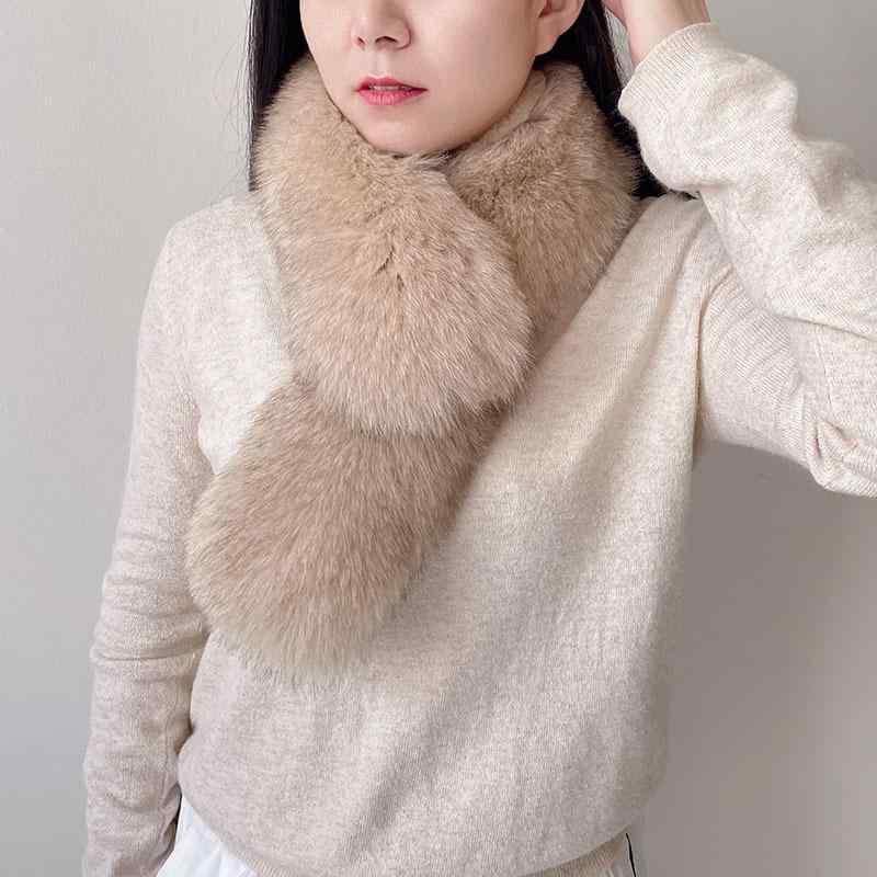 マフラー ネックウォーマー 男女兼用 冬 防寒 暖かい 厚手 両面 フェイクファー フォックス調 ラビット..