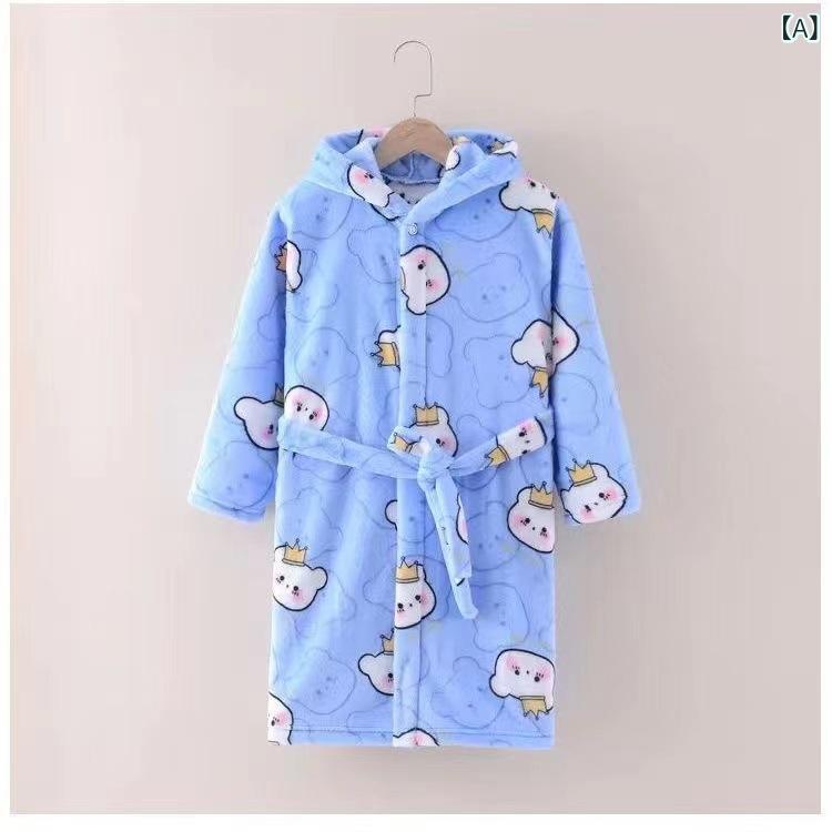 バスローブ キッズ 子供 男の子 女の子 ベビー 厚手 暖かい 保温 フランネル ロング丈 ルームウェア 部屋着 パジャマ 寝巻き オールシーズン かわいい キャラクター柄