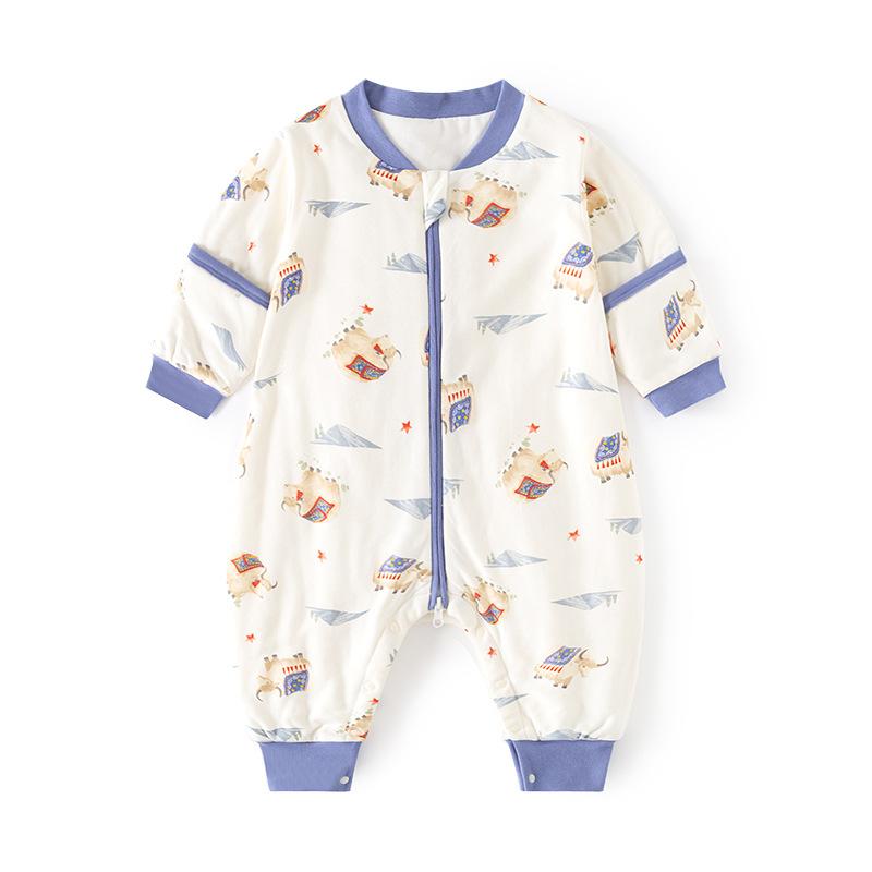 スリーパー ベビー 新生児 乳幼児 吸汗速乾 寝冷え防止 足つき 分かれる 厚手 中綿入り 多機能 ファスナー式 春秋冬 パジャマ ルームウェア 寝袋