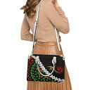 ショルダーバッグ レディース 女性用 欧米風 レトロ ポリネシアン 編み込み柄 プリント PUレザー トートバッグ 横型 スクエア ミドルサイズ ファスナー開閉...