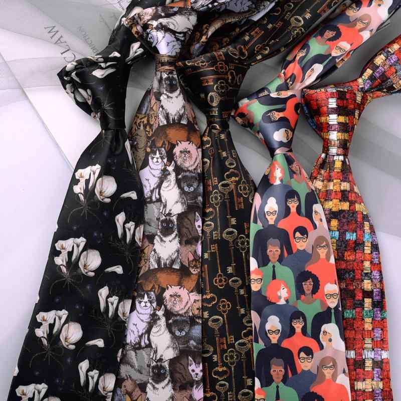 ネクタイ 男女兼用 ビジネス カジュアル 個性派 おしゃれ プリント柄 高級感 アメリカンスタイル レトロモダン ポリエステル ファッションアイテム ユニークデザイン