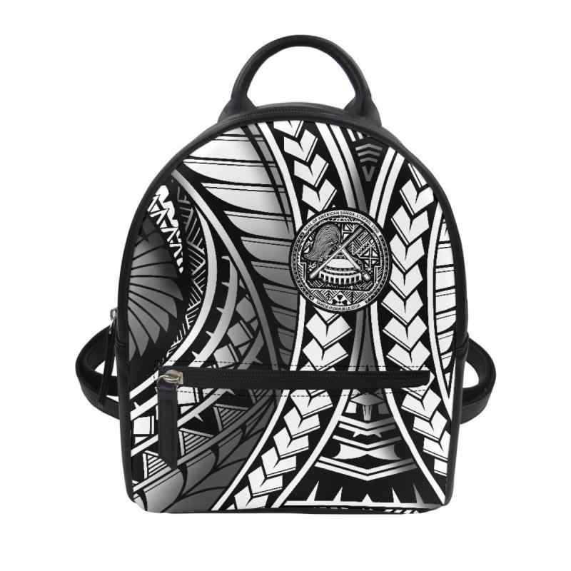 リュックサック レディース PUレザー 合成皮革 ファスナー開閉 やや硬め ポリネシア サモア ストライプ..