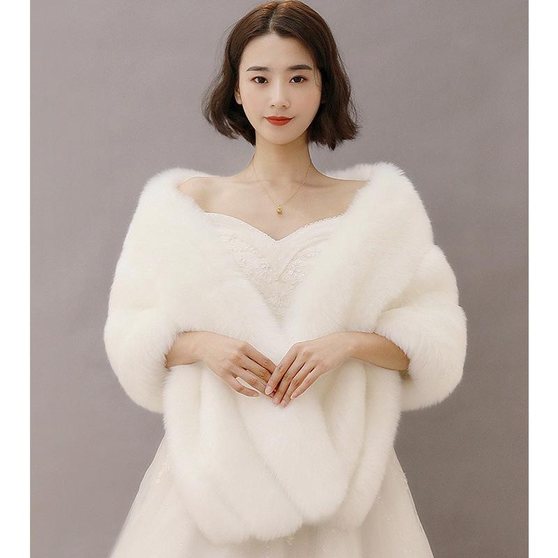 ショール レディース フェイクファー フォックスファー風 結婚式 ブライダル ケープ 披露宴 パーティー..