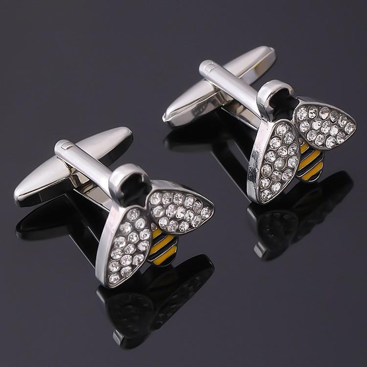 カフスボタン メンズ 欧米スタイル 蜂 動物モチーフ ラインストーン フレンチシャツ用 ビジネス フォーマル 上品 アクセサリー 合金製 ..
