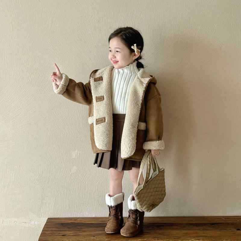 コート 女の子 キッズ ガールズ 暖かい 防寒 ふわふわ ボア ムートン フェイクスエード スエード調 切..