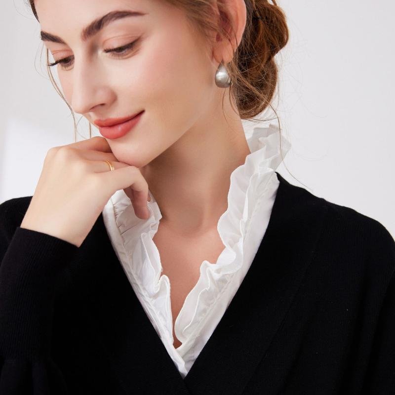 付け襟 レディース 女性用 Vネック レース フレンチスタイル ホワイト 白 コットン 綿 重ね着 レイヤー..