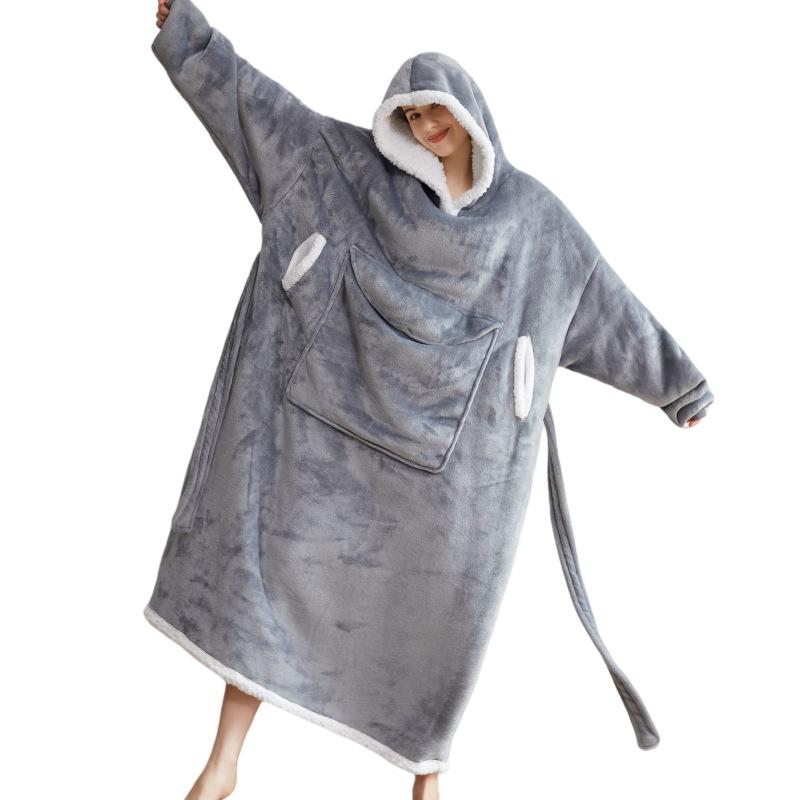 ルームウェア フランネル 着る毛布 フード付き パーカー プルオーバー 極厚 もこもこ あったか ロング..