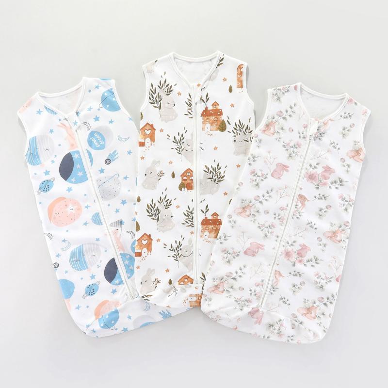 ベビー スリーパー 新生児 赤ちゃん 男の子 女の子 吸湿速乾 通気性 寝冷え対策 オールシーズン対応 薄手 ベストタイプ 綿100% かわいい柄