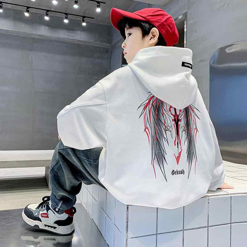 パーカー キッズ 男の子 フード付き スポーツ 柔らか肌触り スウェット トレーナー プルオーバー プリント ヒップホップ ストリート系 カジュアル 通学 普段着 部屋着 春秋 中学生 小学生 男児 ジュニア 長袖トップスのサムネイル