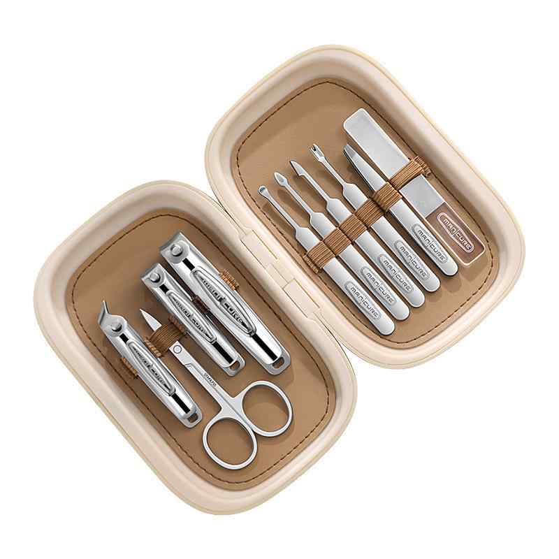 ネイルケアセット 男女兼用 ドイツ式 ステンレス製 切れ味鋭い 高精度 携帯用 10点セット 爪切り 甘皮カッター 爪やすり 斜め刃爪切り 専用収納ケース付き