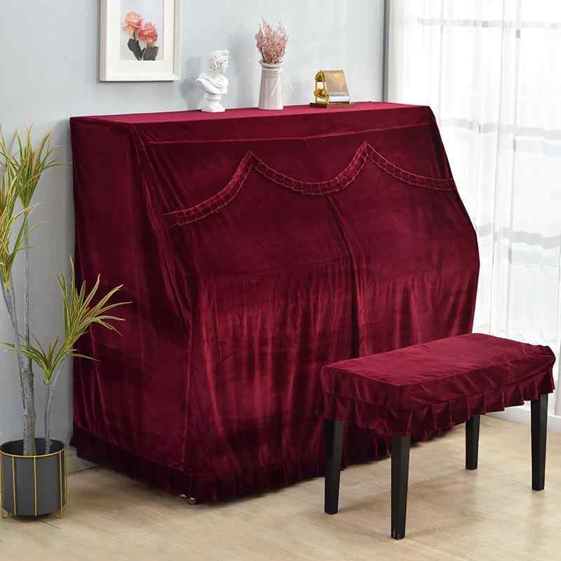 ピアノカバー 厚手 ベルベット フルカバー 防塵 高級感 欧風 シンプル スツールカバー付き 標準 特大サイズ対応 複数カラー展開 上品 エレガント 柔らかい肌触り