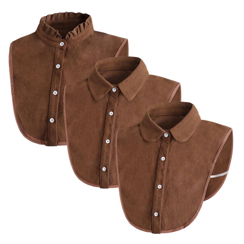 付け襟 レディース 千鳥格子 コーヒーブラウン シャツ襟 フェイクカラー コットン カジュアル 重ね着風..