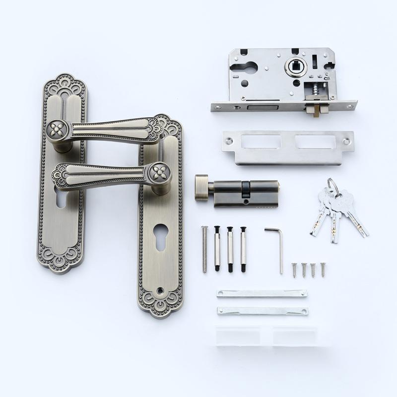 ドアノブ レバーハンドル錠 静音 耐久性 室内用 木製扉用 寝室 書斎 トイレ 旅館 和室 新中式スタイル ..