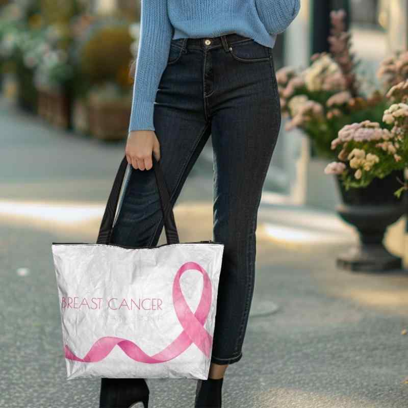 トートバッグ ユニセックス 大人 子供兼用 ピンクリボン 大容量 エコ 軽量 デュポン紙 防水 耐久性 柔..