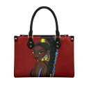 トートバッグ ハンドバッグ レディース 女性用 PUレザー 合成皮革 アフリカ柄 プリント ファスナー開閉 横型 スクエア型 Mサイズ 内ポケット付き ワンショ...