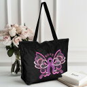 トートバッグ レディース 女性用 デュポン紙 軽量 耐水 ピンク リボン プリント 大容量 ジッパー ファスナー付き 通勤 通学 普段使い カジュアル おしゃれ...