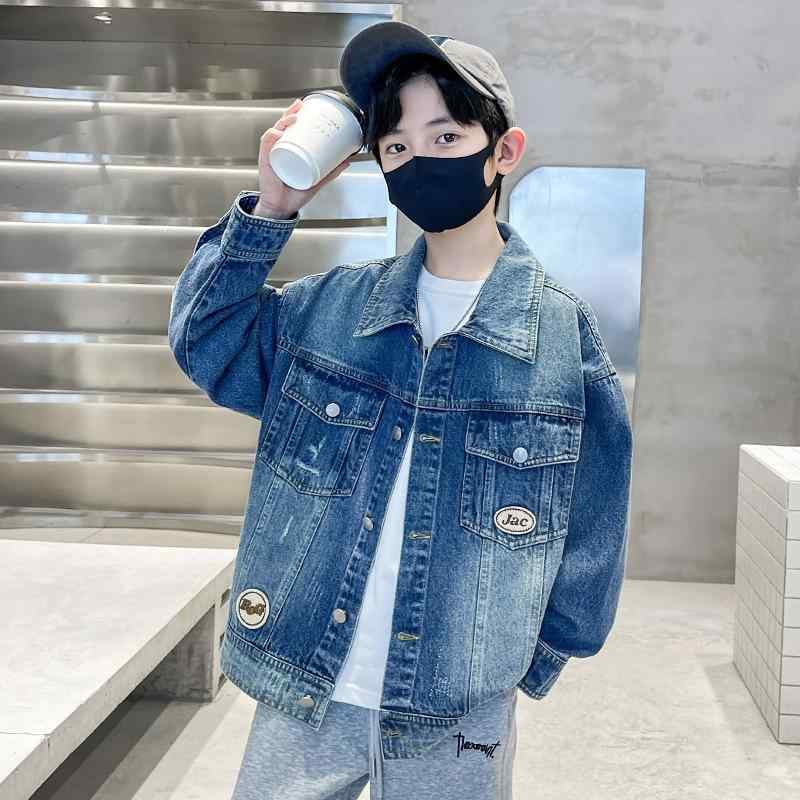 ジャケット キッズ 男の子 ジュニア ダメージ加工 デニムジャケット ゆったり Gジャン 春秋 アウター ..