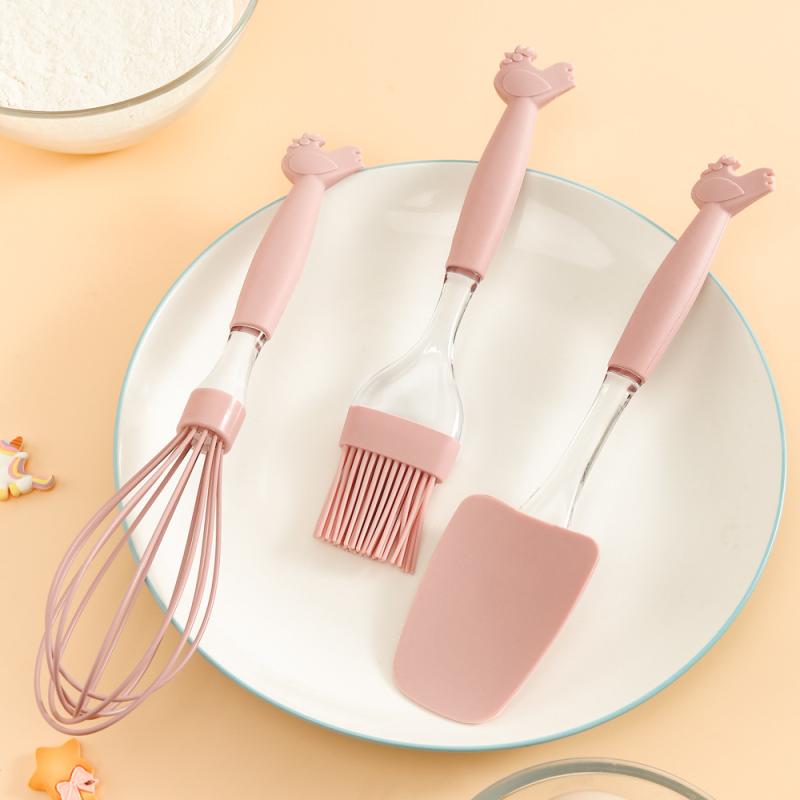 キッチンツールセット 3点セット シリコン 耐熱 泡立て器 スパチュラ ハケ キャラ...