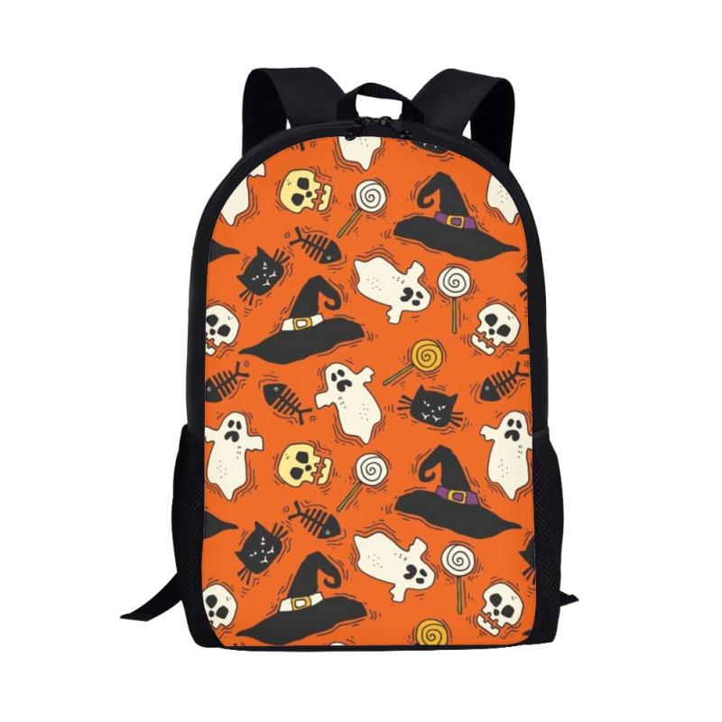 スクールバッグ キッズ 子供 男の子 女の子 小学生 ハロウィン ゴースト キャラクター かわいい プリント 通気性 耐摩耗 衝撃吸収 負担軽減 リュックサック バックパック 通学 遠足 A4対応 鞄