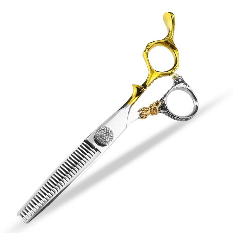 理髪はさみ プロ仕様 高精度 6.0インチ 美容師 理容師 向け カットばさみ スキばさみ ストレートシザー セニングシザー 自宅カット セルフカット 切れ味抜群 ホワイトゴールドカラー