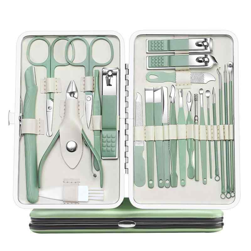 爪切りセット ステンレス製 切れ味抜群 抹茶グリーン 24点セット ネイルクリッパー ネイルケア 手足兼用 フットケア ペディキュア 専門ツール セルフケア プ...
