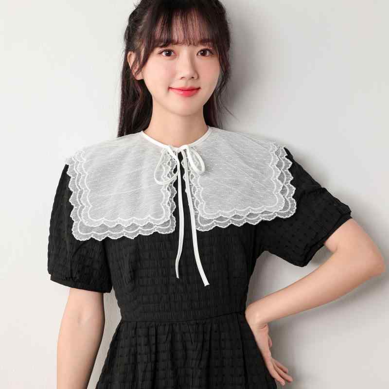 付け襟 レディース 春夏 Tシャツワンピース用 かわいい 森ガール風 クロシェ編み かぎ針編み 透かし編..