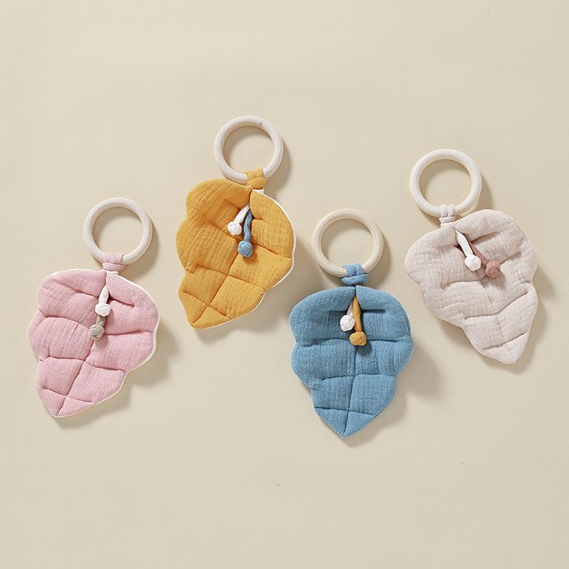 ベビー ぬいぐるみ 安撫タオル 葉っぱ リーフ型 歯固め 口に入れても安心 純綿ガーゼ コットン 新生児 安眠 寝かしつけ 快眠