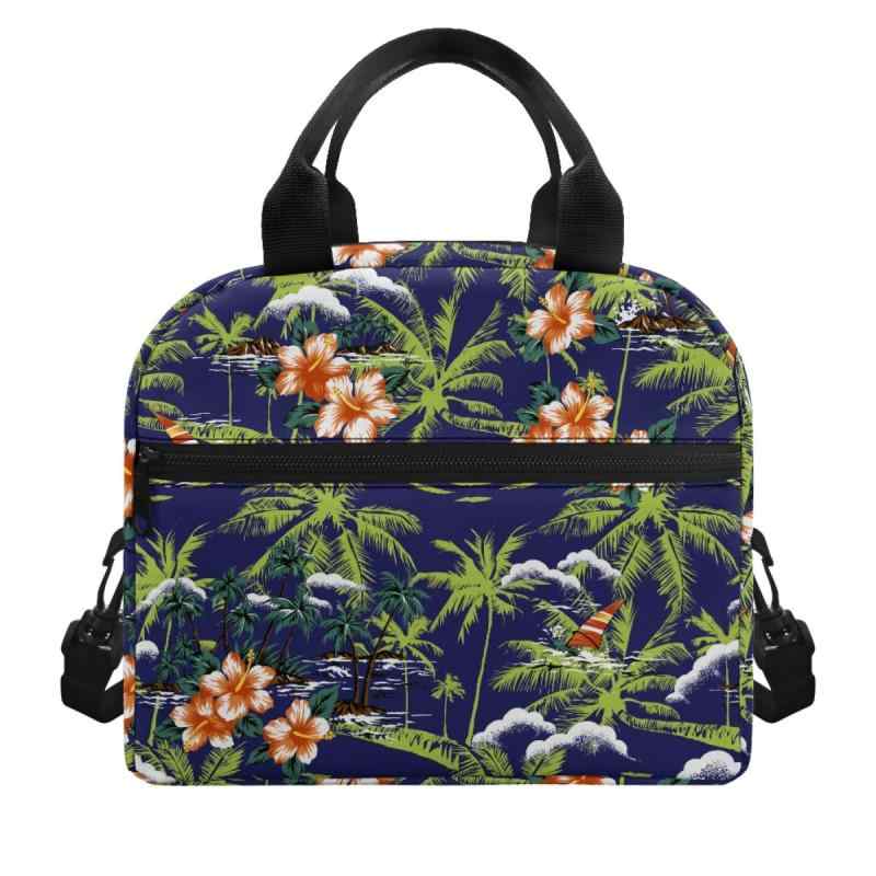 保冷保温バッグ ヤシの葉柄 ランチトート ピクニック レジャー 通勤 通学 お弁当入れ 携帯用 大容量 軽..