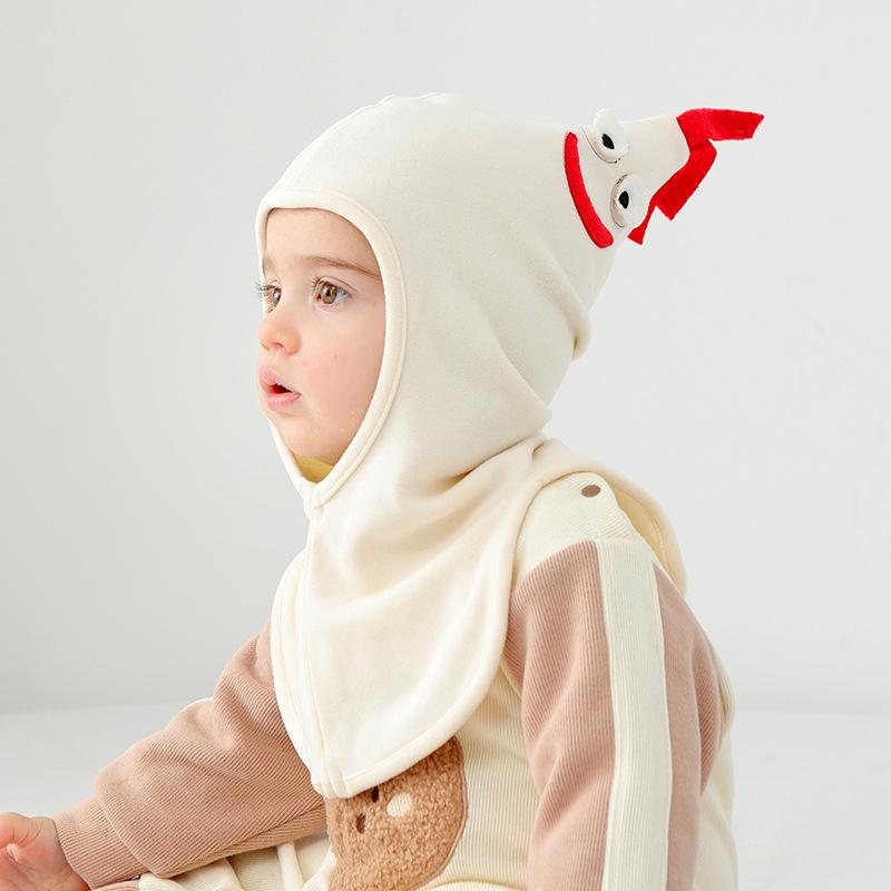 ニット帽 子供 男の子 ベビー 幼児 耳あて付き ネックウォーマー一体型 防寒 あったか ふわふわ 冬用 かわいい アニマル ニワトリ柄 秋冬新作 ニットキャップ