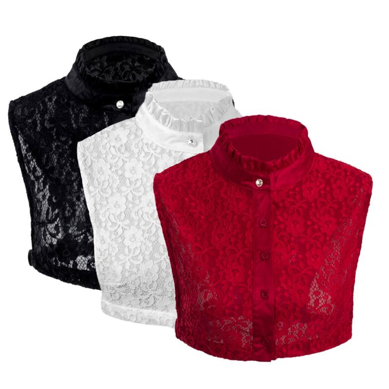 シャツ レディース レース 付け襟 フェイクカラー 透かし編み フリル スタンドカラー 立ち襟 重ね着 レ..